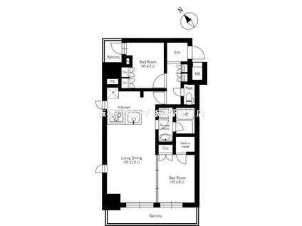 DIPS赤羽RESIDENCE(2LDK/8階)の間取り写真