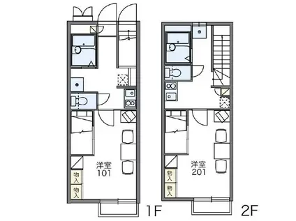 レオパレスリバーポートII(1K/2階)の間取り写真
