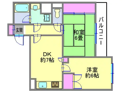 ドゥエルNK(2DK/2階)の間取り写真