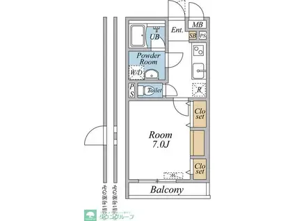 ウインドヒル川口(1K/3階)の間取り写真