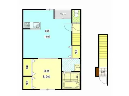 ラインサイドコーポ(1LDK/2階)の間取り写真