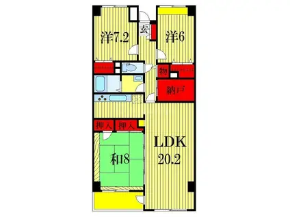 エルプレイス下総中山II(3LDK/1階)の間取り写真