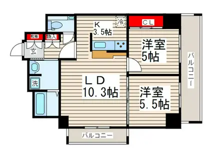 ディア・T(2LDK/4階)の間取り写真