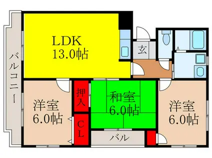 ベルクオーレ上池田(3LDK/3階)の間取り写真