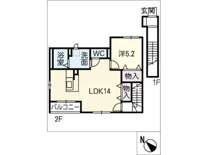 キャトルセゾン(1LDK/2階)の間取り写真