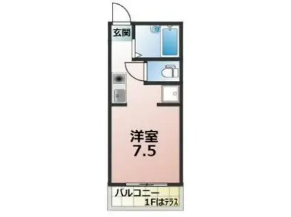 COEUR(ワンルーム/2階)の間取り写真