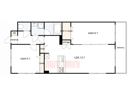 シェルメール住吉本町(2LDK/3階)の間取り写真