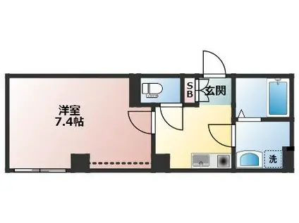アーバンテラス川崎(1K/2階)の間取り写真