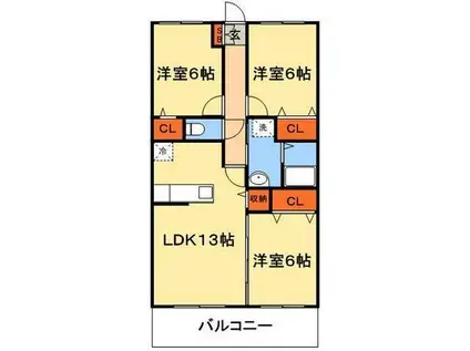 プレールK(3LDK/1階)の間取り写真