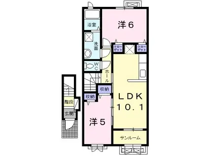 コッティ 眞馬(2LDK/2階)の間取り写真