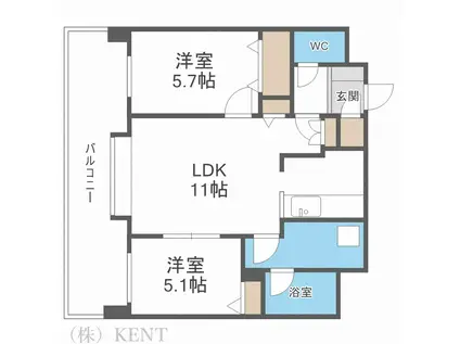 ウエストヒルコートII(2LDK/2階)の間取り写真