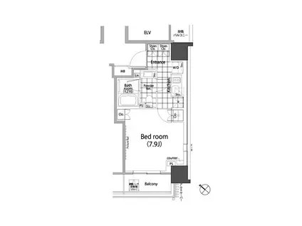 パークハビオ赤坂タワー(1K/3階)の間取り写真