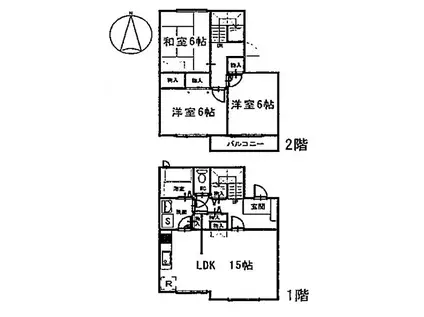 ロイヤルタウンライブラ緑D(3LDK/1階)の間取り写真