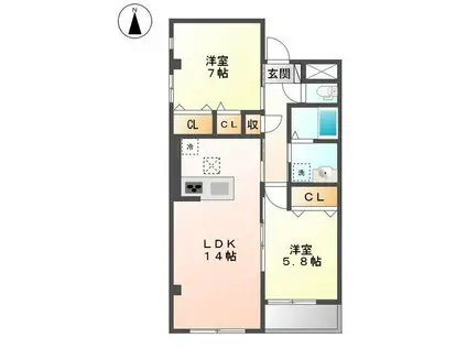 ブランメゾン(2LDK/2階)の間取り写真