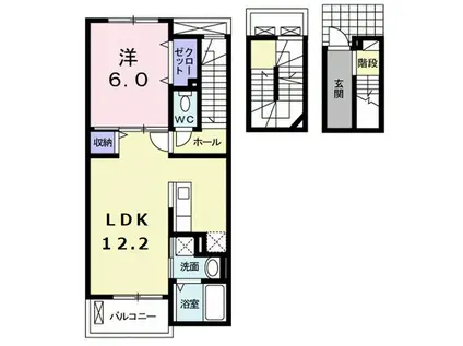 ジュネ アヴニール(1LDK/3階)の間取り写真