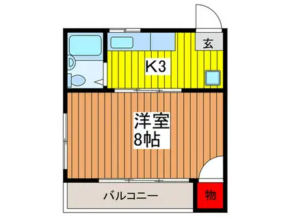 吉野ハイツ(1K/2階)の間取り写真