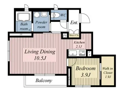 SMALL HAT 新田(1LDK/2階)の間取り写真