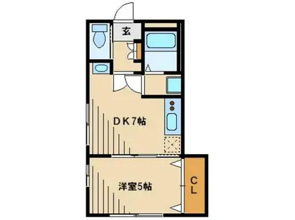 エスポワール(1DK/1階)の間取り写真