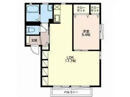 シャルマン富士(1LDK/2階)の間取り写真