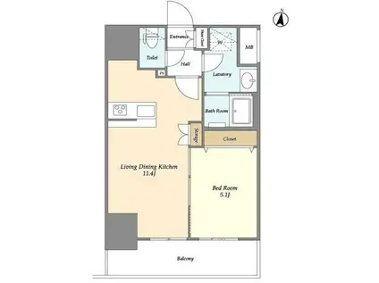 RIDGE王子神谷(1LDK/2階)の間取り写真