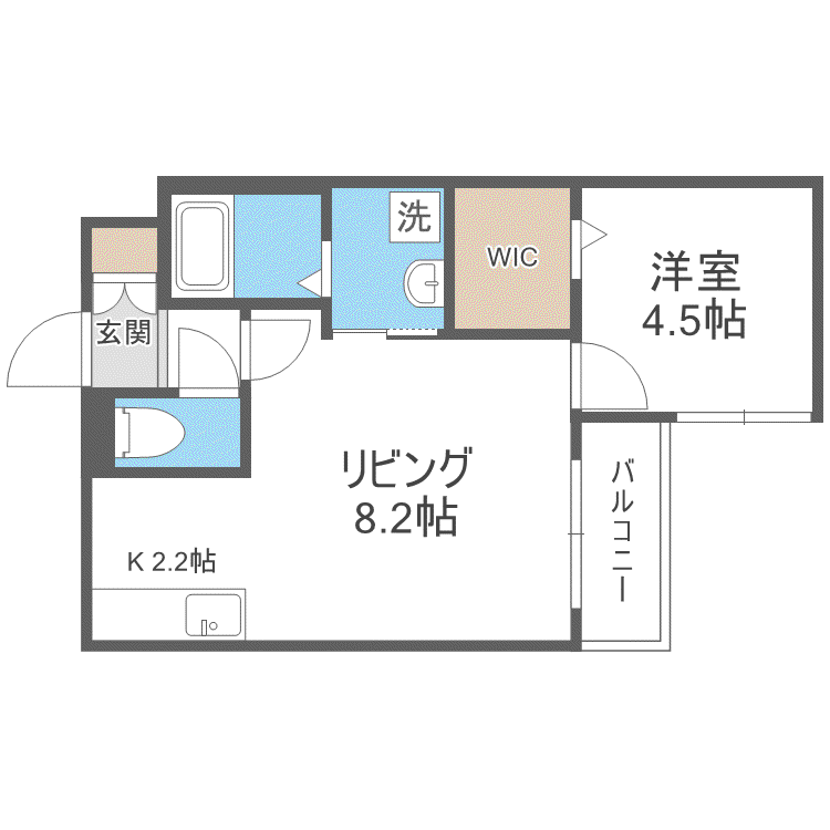 クチュール豊平美園(1LDK/4階)の間取り写真