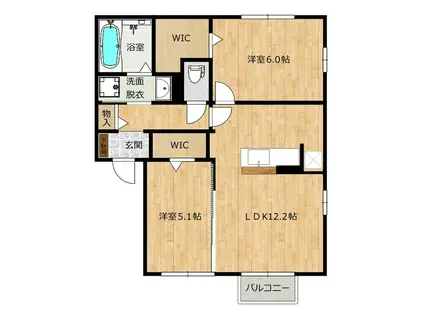 ヒルズ平泉B棟(2LDK/2階)の間取り写真