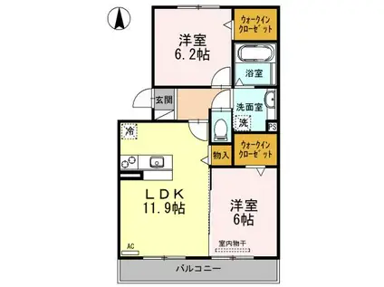 プルミエIII(2LDK/2階)の間取り写真