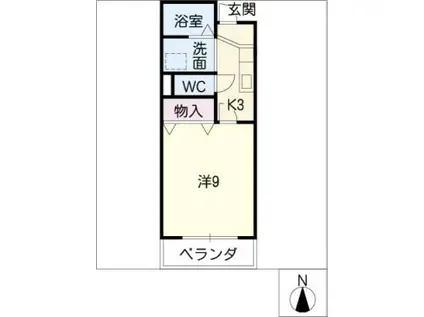 エクセルはぎわら(1K/3階)の間取り写真