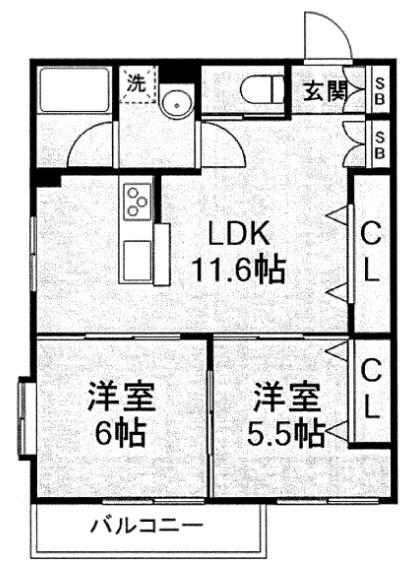 PARKSIDE RESIDENCE(2LDK/3階)の間取り写真