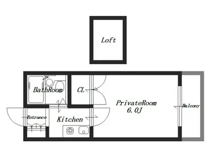 ヨーロピアン尺土(1K/1階)の間取り写真