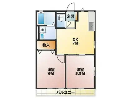 TNII(2DK/1階)の間取り写真