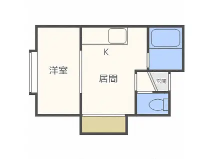 桂ハイツ平岸(1DK/3階)の間取り写真