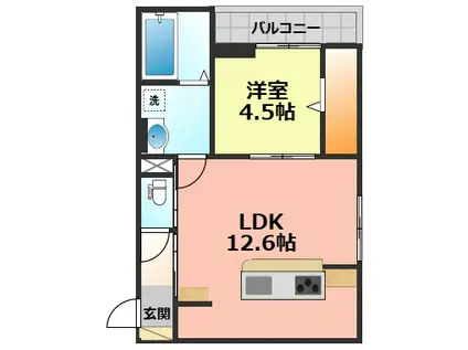 FLEGLEY(1LDK/2階)の間取り写真