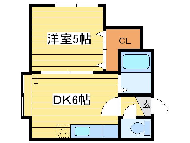 ビブレ43(1DK/2階)の間取り写真