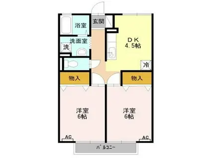 竹富ハイツ(2DK/2階)の間取り写真