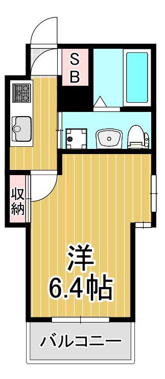 アクエリアス神戸(1K/2階)の間取り写真