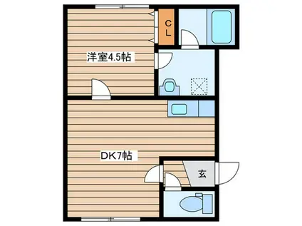 ピュアライフ平岸A(1DK/1階)の間取り写真