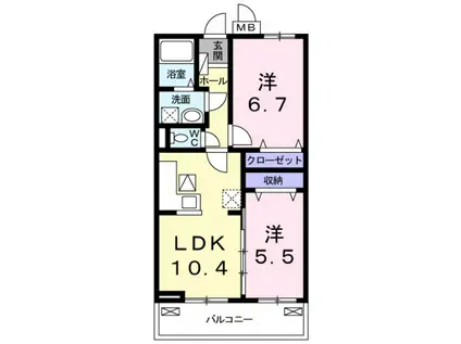 エソール パラディス(2LDK/1階)の間取り写真