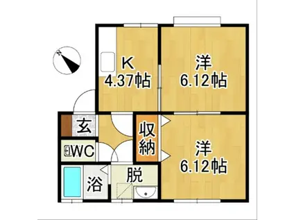 コレクション(2K/2階)の間取り写真