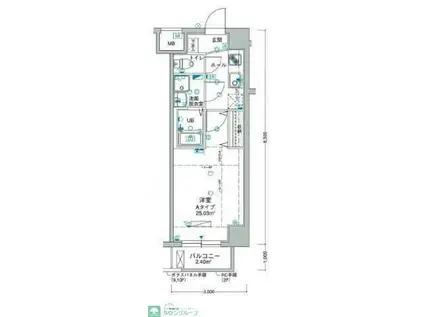 グランリーヴェル川崎ウエスト(1K/5階)の間取り写真
