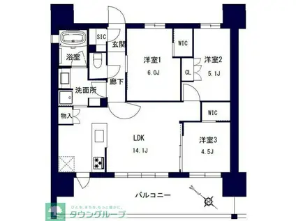 センチュリー千葉みなと(3LDK/8階)の間取り写真