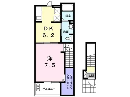 フロッグス リープ(1DK/2階)の間取り写真