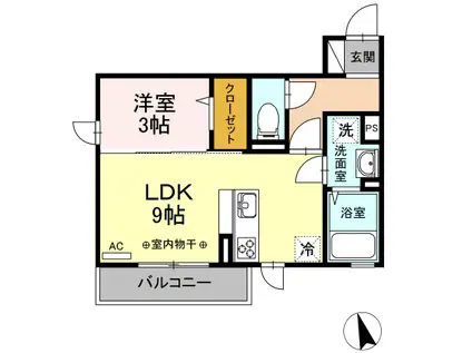 カーサ・ラッフィナートIII(1LDK/3階)の間取り写真