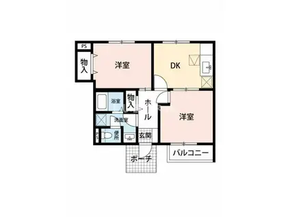 クレスト-ル桜(2DK/2階)の間取り写真