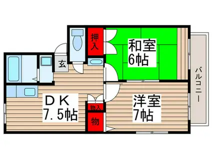 サンフェア南八幡(2DK/2階)の間取り写真