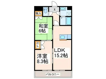 ザ・クレイン(2LDK/3階)の間取り写真