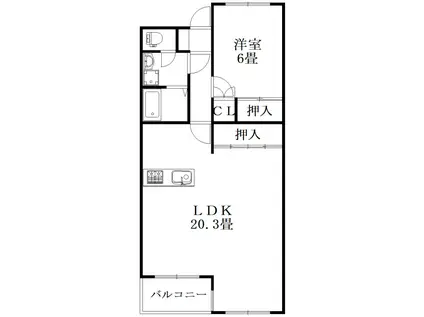 ソレイユ南島田(1LDK/7階)の間取り写真