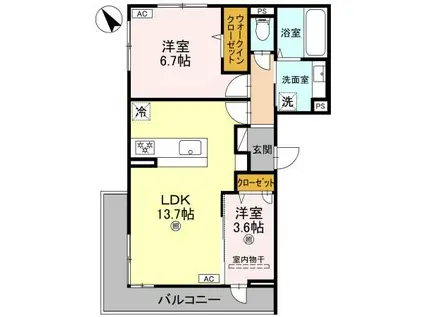 AZU GRACE(2LDK/3階)の間取り写真