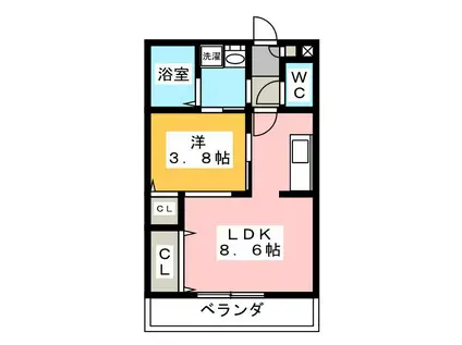 ベーネラコルタ石神井(1LDK/1階)の間取り写真