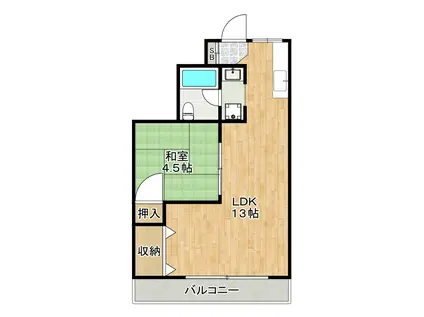 池上公園ハイツ(1LDK/2階)の間取り写真